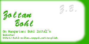 zoltan bohl business card